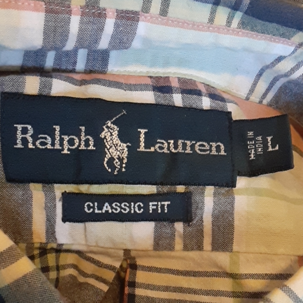 Ralph Lauren Mens Large Plaid Buttondown Cotton Shirt - Picture 6 of 7